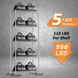 Storage Shelves,21.3"W*11.8"D*58.5"H Kitchen Wire Shelving Unit Loads 550LBS,5-tier Adjustable Metal Utility Shelf,Garage Shelves,Home Storage Rack for Kitchen,Laundry,Pantry and Closet,Chrome ROOMTEC