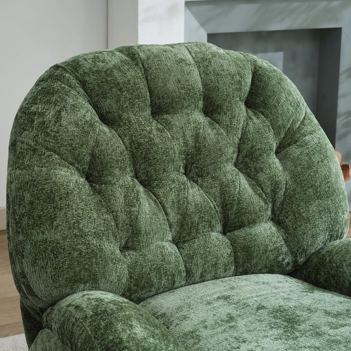 Immulize 360°Swivel Rocker Recliner Chair,Manual Rocker Recliner Chair with Phone Holder,Rocking Oversized Recliner,Large Recliner Glider Chair for Living Room,Bedroom,Chenille,Green Immulize