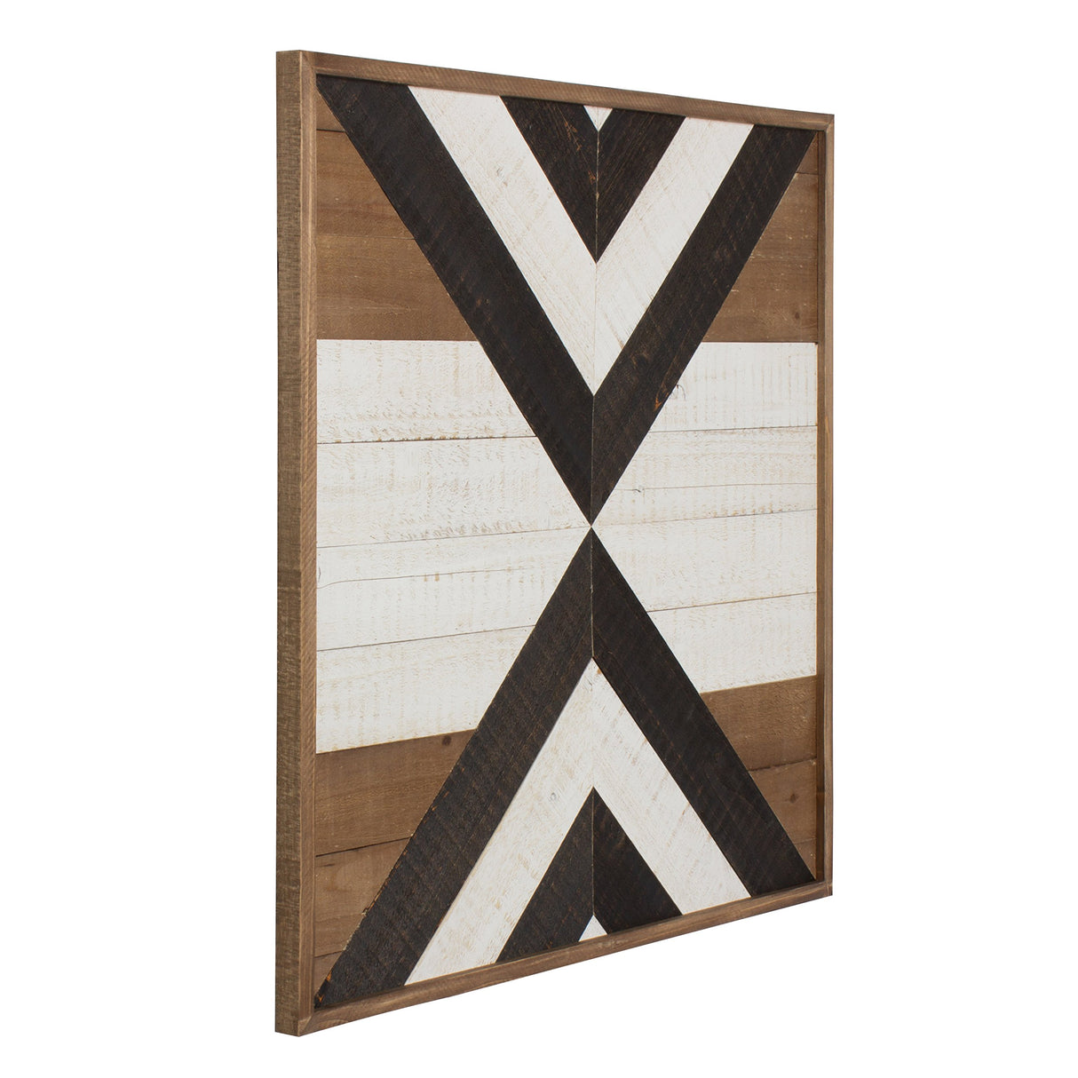 Kate and Laurel Baralt Shiplap Wood Plank Art, Black, White and Rustic Brown Kate and Laurel