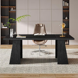 Tribesigns 63-Inch Executive Desk, Modern Large Office Computer Desk with Double Pedestal and Storage Shelves, Simple Writing Conference Table Workstations Business Furniture for Home Office, Black Tribesigns