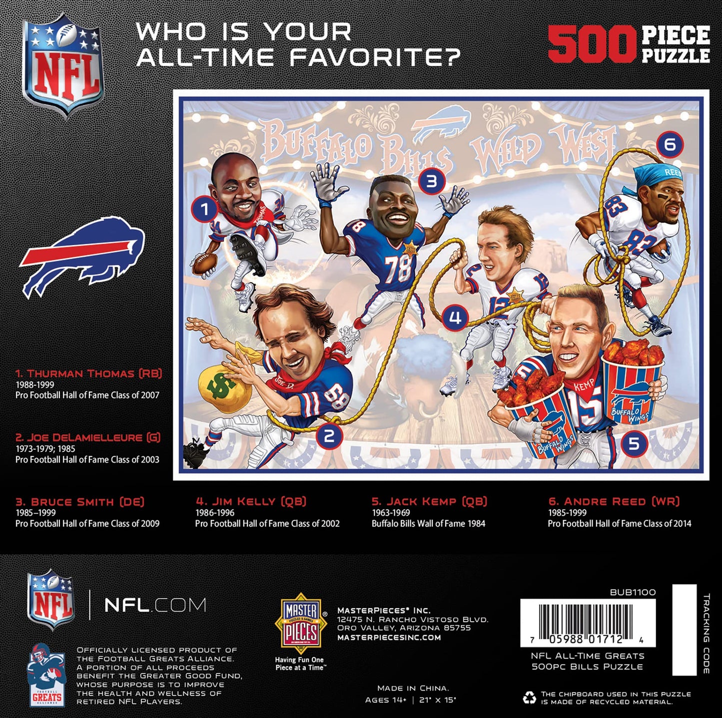 MasterPieces 500 Piece Sports Jigsaw Puzzle for Adults - NFL Buffalo Bills All-Time Greats - 15x21