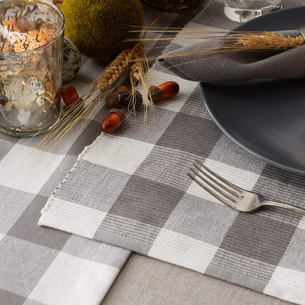 DII Buffalo Check Collection, Classic Farmhouse Placemat Set, 13x19, Gray & White, 6 Piece DII