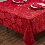 Kadut Christmas Tablecloth, Poinsettia Leaf Red Tablecloth (60 x 102 Inch) for 6 Foot Rectangle Tables, Heavy Duty Fabric, Table Cloth for Harvest, Xmas Holiday, Winter, and Parties Table Cover Kadut