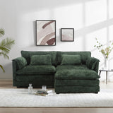 ZEIINPA L Shaped Sectional Sofa Cloud Couch for Living Room, 77" Chenille Comfy Boucle Modular loveseat Sofa, Modern Upholstery Sofa with Ottoman & Memory Foam, Emerald Green ZEIINPA