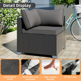 8-Piece Outdoor Patio Sectional Sofa Set with Fire Pit Table – PE Wicker Rattan Modular Conversation Furniture, Cushions & Clips Included – Patio Couch for Porch, Backyard, Poolside, Garden ELEGIBLISS