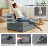 Youzi Folding Sofa Bed, Foldable Mattress for Bedroom and Living Room, 6 Inches Single Four-fold Floor Sofas for Guests, Sofa Bed Chair Floor Mattress with Washable Cover, Dark Gray, 75" x 25" x 6" Youzi
