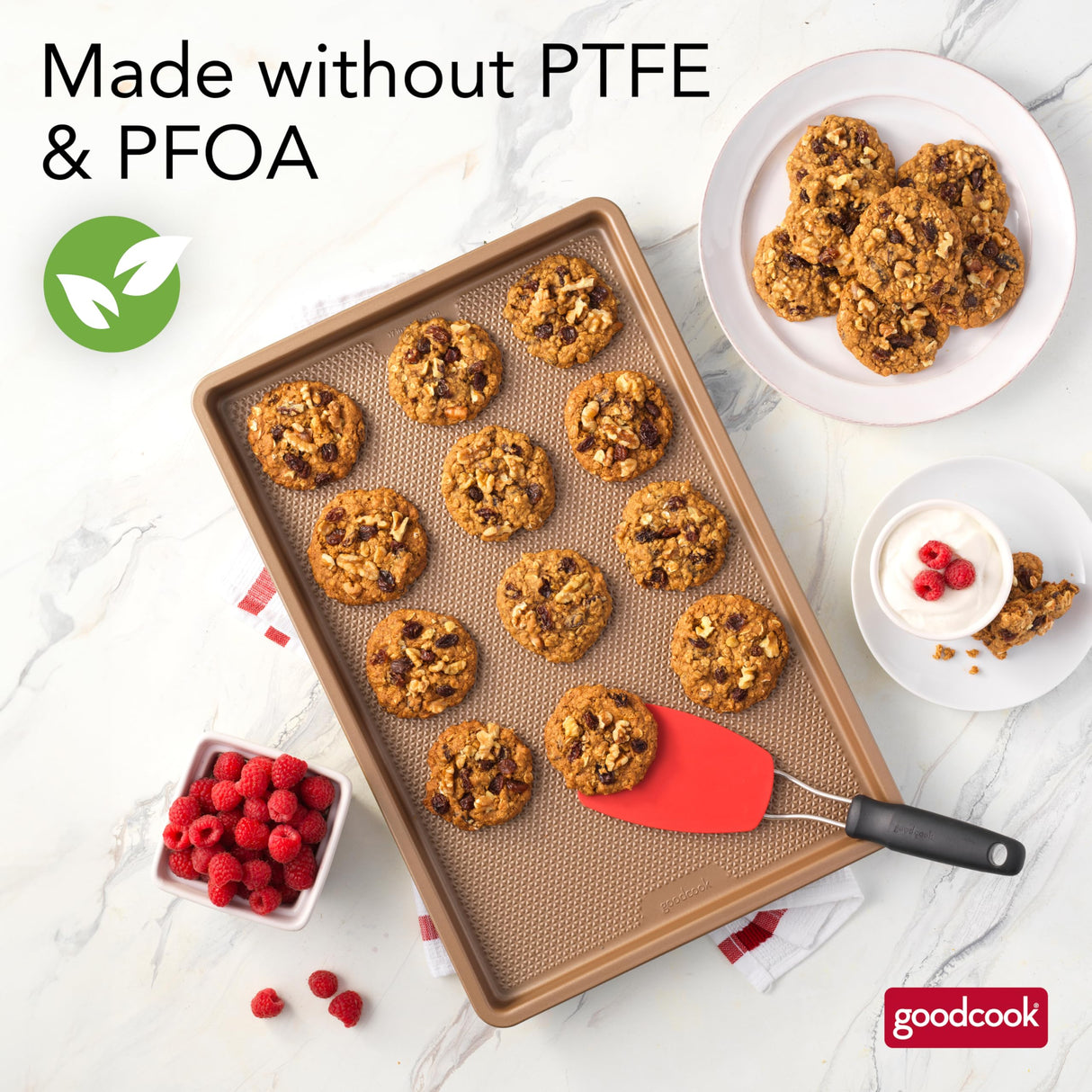 GoodCook BestBake Nonstick Textured Carbon Steel Cookie Sheet, 11" x 17", Large Baking Sheet, Even Heating, Scratch-Resistant, Non-Toxic, Durable, Ideal for Baking and Sheet Pan Dinners GoodCook