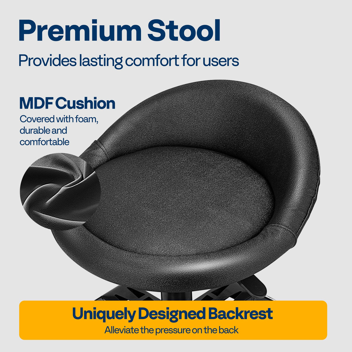 VIVOHOME Rolling Shop Stool Adjustable Height 360 Degree Swivel Stool with Tool Tray Storage and Wheels for Garage, Workshop, 300 LBS Capacity VIVOHOME