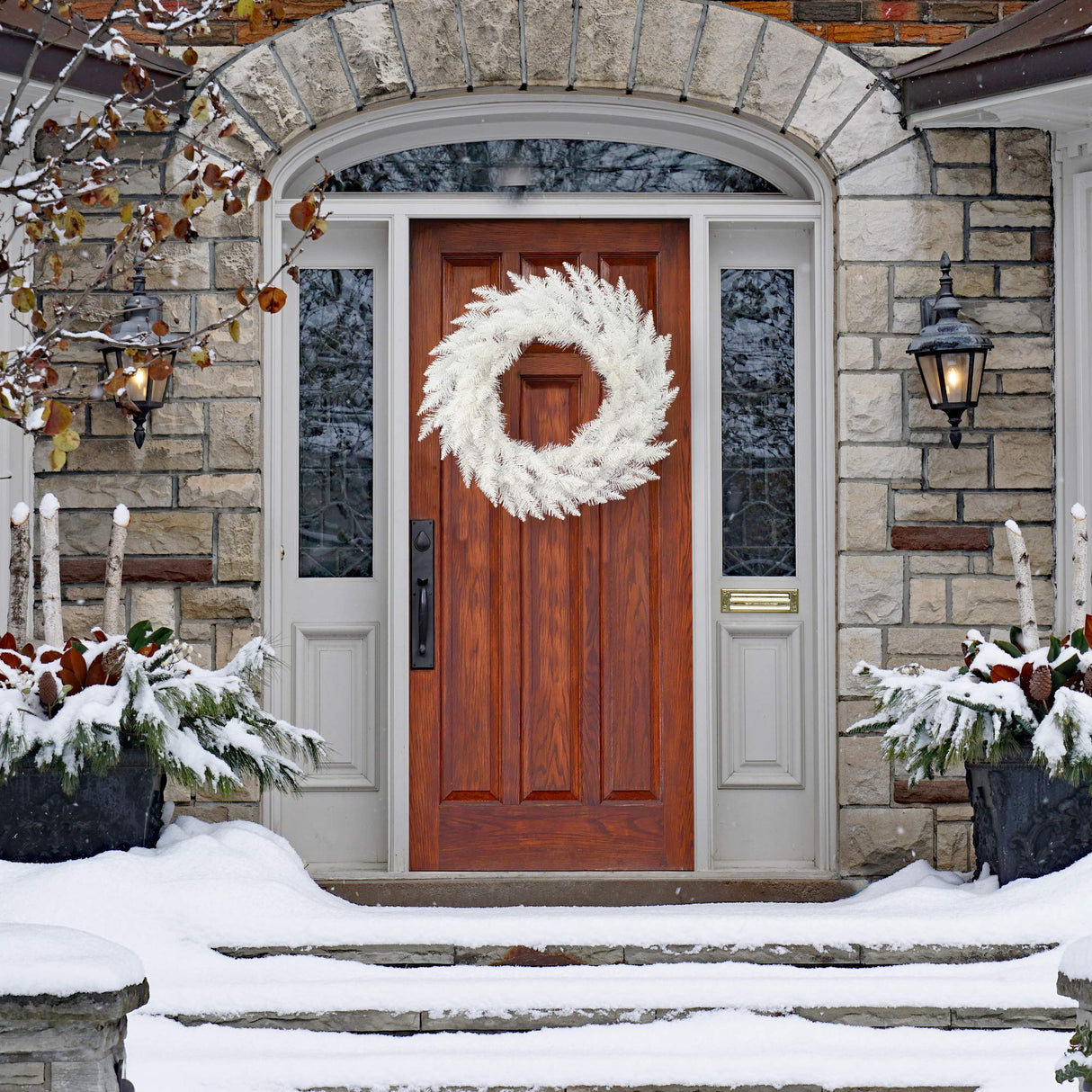 Vickerman 36" Sparkle White Spruce Artificial Christmas Wreath, Unlit - Faux Spruce Christmas Wreath - Seasonal Indoor Home Decor Vickerman