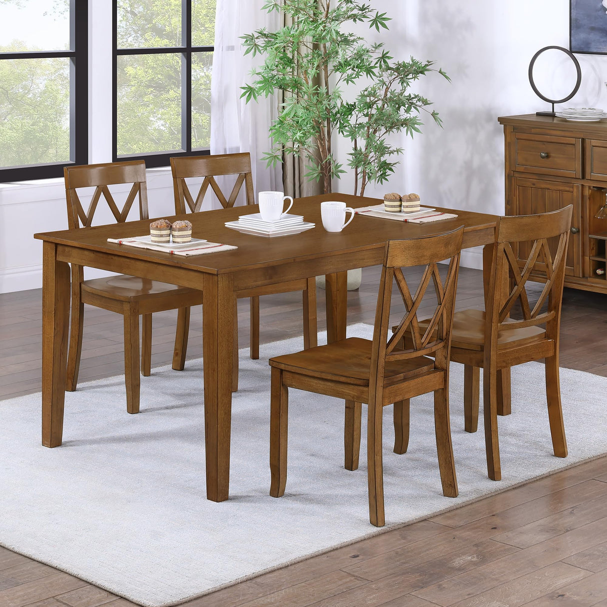 DUHOME Dining Room Chairs Set of 2,Farmhouse Dining Side Chairs with Cross Back Wooden Kitchen Chairs for Home Kitchen, Dining Room Antique Walnut DUHOME