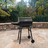 Char-Griller® King-Griller Gambler Charcoal Grill and Smoker with Damper Smoke Control, Cast Iron Grates, and Side Shelf, 315 Cooking Square Inches in Black, Model E1416 Char-Griller
