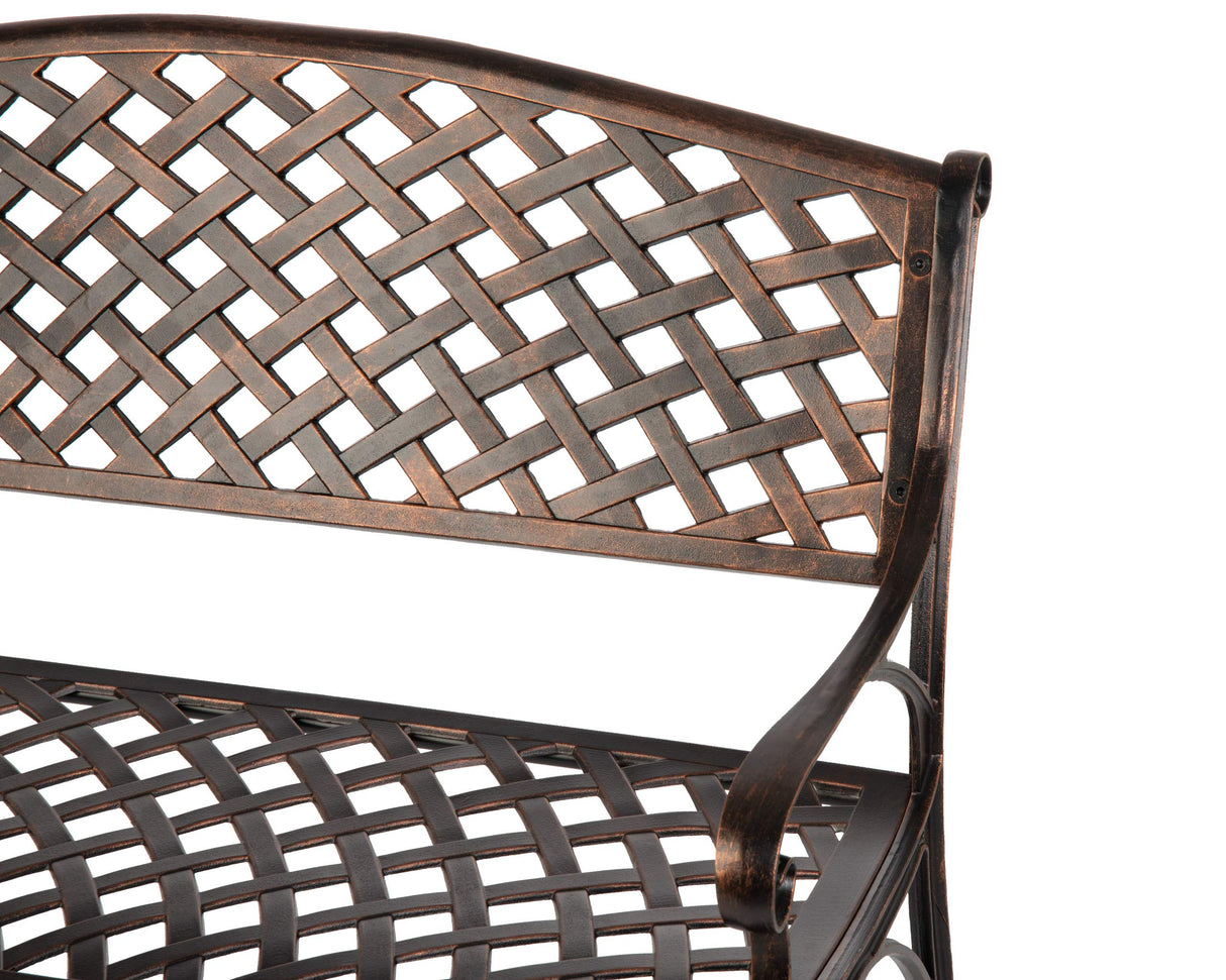 Balkene Home 61491 Patio Bench Cast Aluminum Lightweight Sturdy Bench Perfect for Relaxing Pause in Garden, Backyard Patio Basketweave Design - Antique Bronze Finish Patio Sense