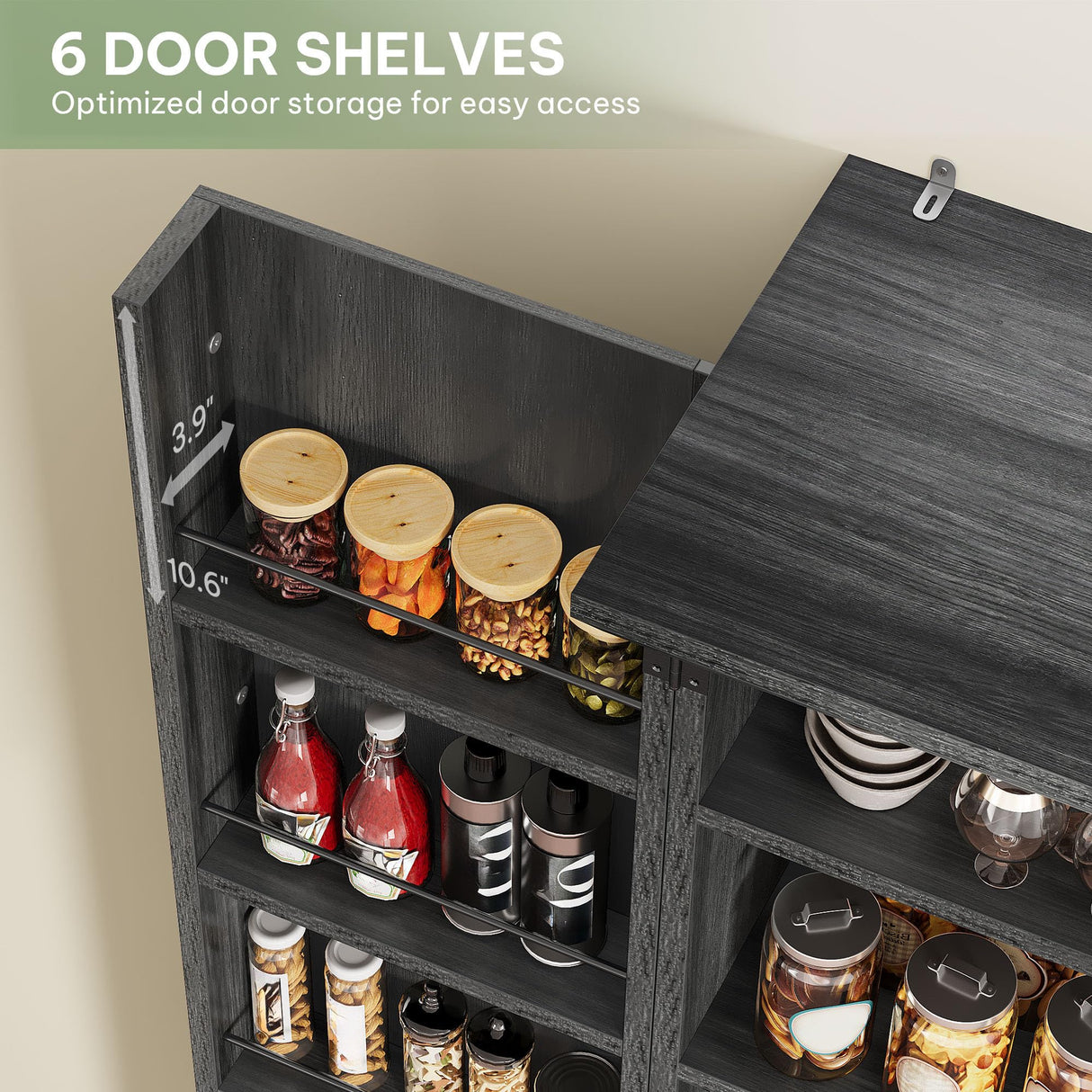 YITAHOME Pantry Cabinet, 71-Inch Tall Freestanding Storage Cabinet with 4 Drawers, Farmhouse Cupboard with Doors Storage, Adjustable Shelves, for Living Room, Dining Room, Gray Oak YITAHOME