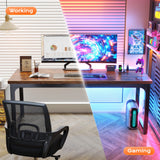 Huuger 63 x 24 inch Desk with Power Outlets & USB-C, Deeper & Thicker Desktop, Robust Metal Tubes, Computer Desk, Heavy Duty Office Desk, Work Gaming Desk, for Home Office, Rustic Brown Huuger