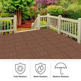 Interlocking Deck Tiles - 6-Pack 11.6-in Wood Plastic Composite All-Weather Outdoor Flooring Balcony Poolside or Patio by Pure Garden (Brown) Pure Garden