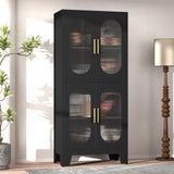 GAIOUS Black Kitchen Pantry Cabinet, Pantry Storage Cabinet with Acrylic Glass Doors and Adjustable Shelves, Metal Storage Cabinet for Kitchen, GAIOUS