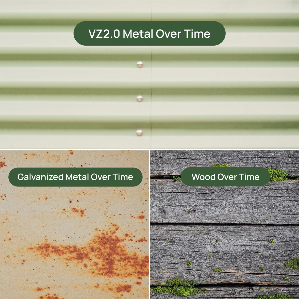 Vego garden Raised Garden Bed Kits, 17" Tall 6 in 1 Modular Metal Raised Planter Bed for Vegetables Flowers Patio Ground Planter Box-Olive Green Vego garden