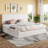 SHA CERLIN King Size Lift Up Storage Bed Frame, Adjustable Headboard, Hydraulic Support, Velvet Upholstered, Easy Installation, No Box Spring Needed, White SHA CERLIN