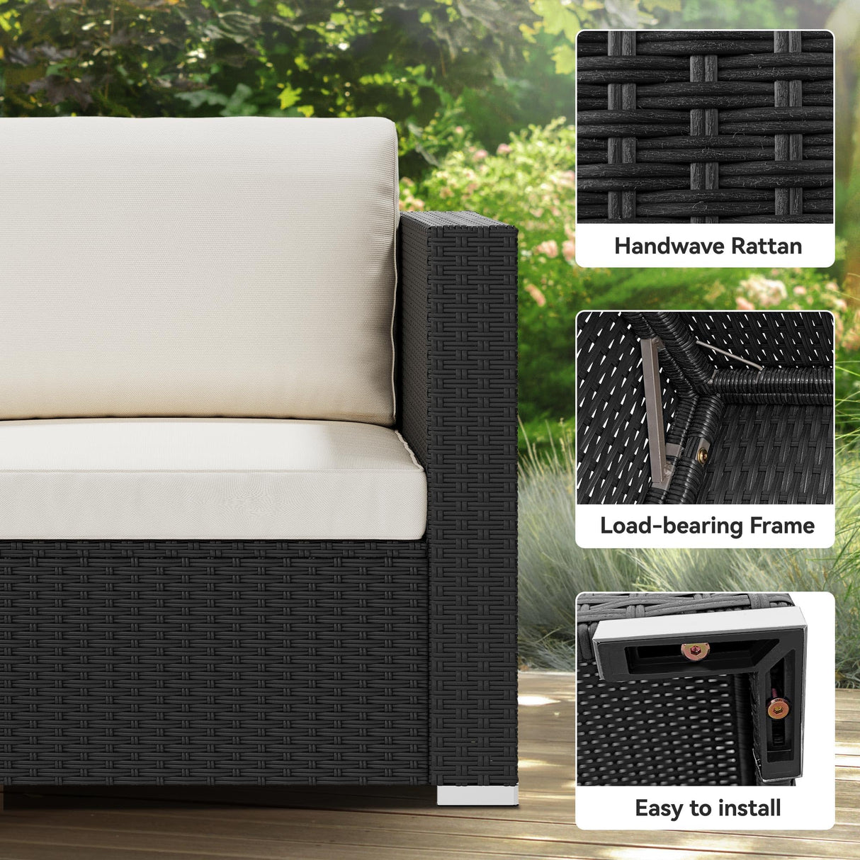 YITAHOME 7 Pieces Patio Furniture Set, Sectional Sofa PE Rattan Wicker Conversation Set Outside Couch with Table and Cushions for Porch Garden Backyard Balcony YITAHOME