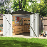 VIWAT 12x8 FT Outdoor Storage Shed, Large Garden Shed with Updated Frame Structure and Lockable Doors, Metal Tool Sheds for Backyard Garden Patio Lawn, Black VIWAT