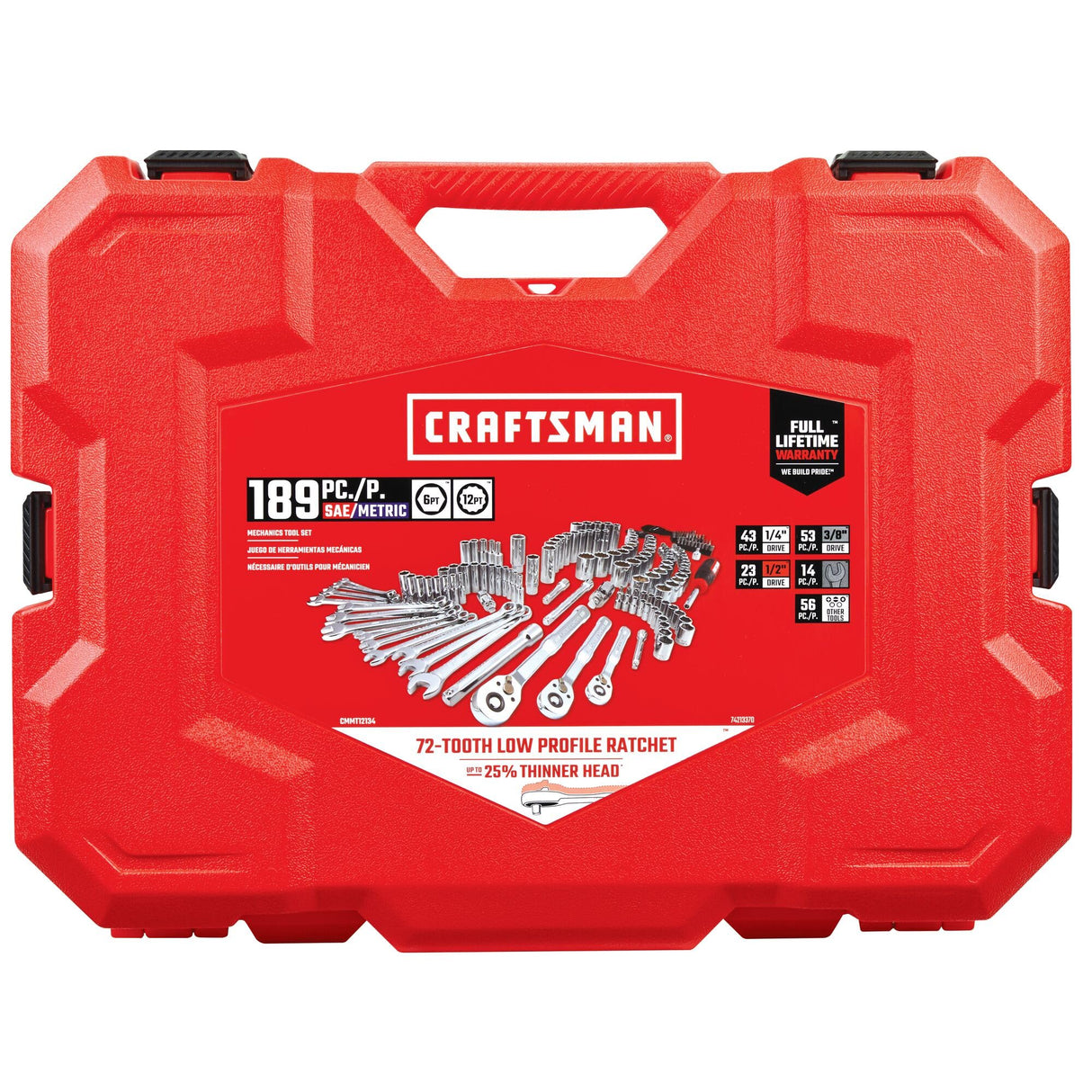 CRAFTSMAN Mechanics Tool Set, 1/4 and 3/8 Inch Drive, 189 Piece (CMMT12134) Craftsman