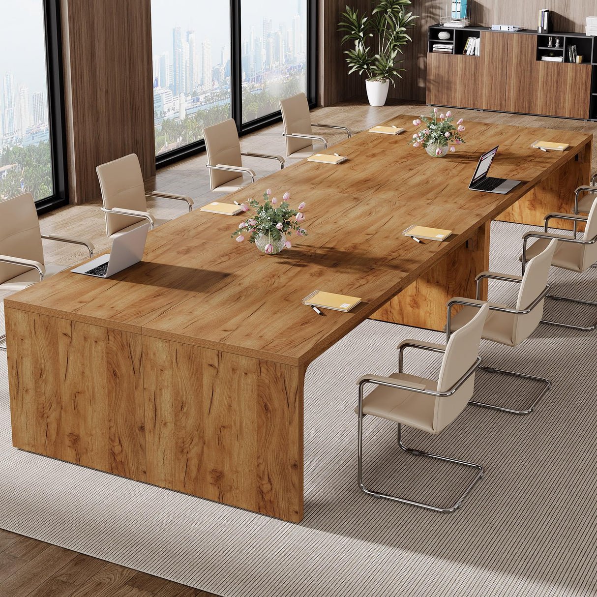 Tribesigns 13FT Conference Table, Large Rectangle Conference Room Table, Long Meeting Seminar Table Business Tables for 12-16 People (Four Tables) Tribesigns