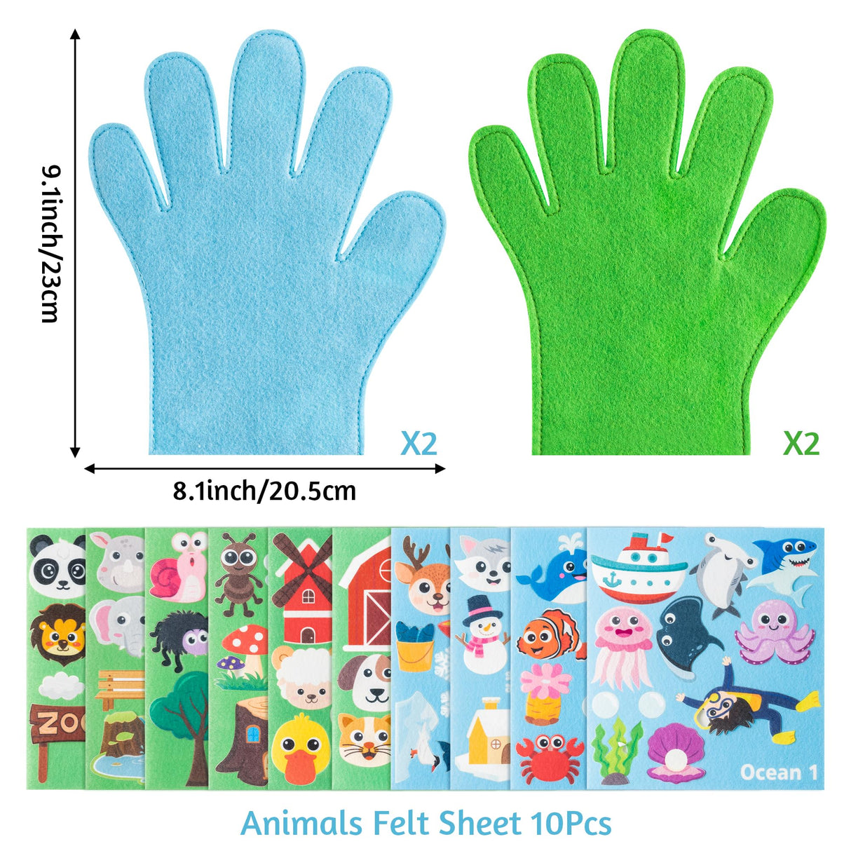 WATINC Animals Felt Story Finger Puppets - 5Pcs DTY Animal Storytelling Hand Puppet Felt Education Gift, Farm Insect Zoo Ocean Polar Animal Storytime Early Learning Role Play for Kids WATINC