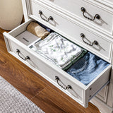 Homkdom Dresser for Bedroom with Charging Station & LED Light, White Dresser & Chests of Drawers with 6 Drawers, Farmhouse Tall Dressers for Bedroom Homkdom