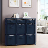 9 Cube Distressed Organizer with Drawers - Easy Assemble - Baby, Kids Dorm Room Organizer (Navy) NEATERIZE