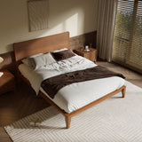 Merax Full Size Bamboo Platform Bed, Mid-Century Modern Bed Frame with Tall Headboard, Wood Slat Support, No Box Spring Needed, Easy Assembly, Brown Merax