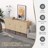 XIAO WEI Sideboard with Handmade Natural Rattan Woven Doors, Rattan Cabinet Console Table Storage Cabinet Buffet Cabinet, for Kitchen, Living Room, Hallway, Entryway-2 Pieces(Natural) XIAO WEI