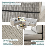 Pamapic 7 Pieces Outdoor Sectional Furniture, Wicker Patio sectional Furniture Sets, All-Weather Rattan Patio Conversation Set with Washable Cushions Covers, Gray Rattan(Gray Cushions) Pamapic
