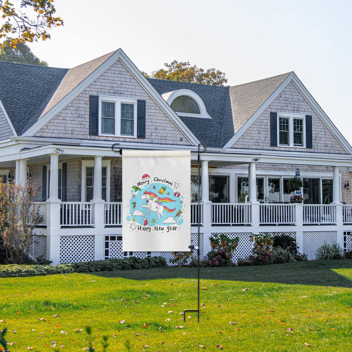 MAIKESUB Double Sided White Sublimation Blank Polyester Flags for Garden and Yard Canvas BannerLawn Garden Flags DIY Halloween Decorative Flag (Garden Flag Stand) MAIKESUB