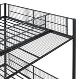 RuiSiSi Twin Over Full Metal Bunk Bed with Storage, Heavy-Duty Metal Bunk Bed with Storage Shelves Headboards for Kids Teens Adults, Safety Guard & Ladder, No Box Spring Needed, Black RuiSiSi