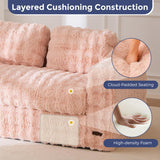 MAXYOYO Loveseat Sofa for Living Room, Small Sofa Couch Tufted Boneless Couch, Comfy Bean Bag Chair for Small Space Bedroom Apartment, No Assembly Needed, Pink MAXYOYO
