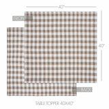 VHC Brands Annie Buffalo Check Portabella Table Topper 40x40, Kitchen and Dining Room Decor, Tabletop Accessory, Cotton, Annie Buffalo Check Collection, Square 40x40, Portabella VHC Brands