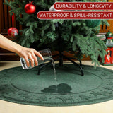 Motionchic Christmas Tree Mat 35" Christmas Tree Stand Mat with Lip Heavy Duty Christmas Tree Floor Protector Waterproof Christmas Tree Stand Pad from Spills Scratches Xmas Home Decor (Green,Reindeer) Motionchic