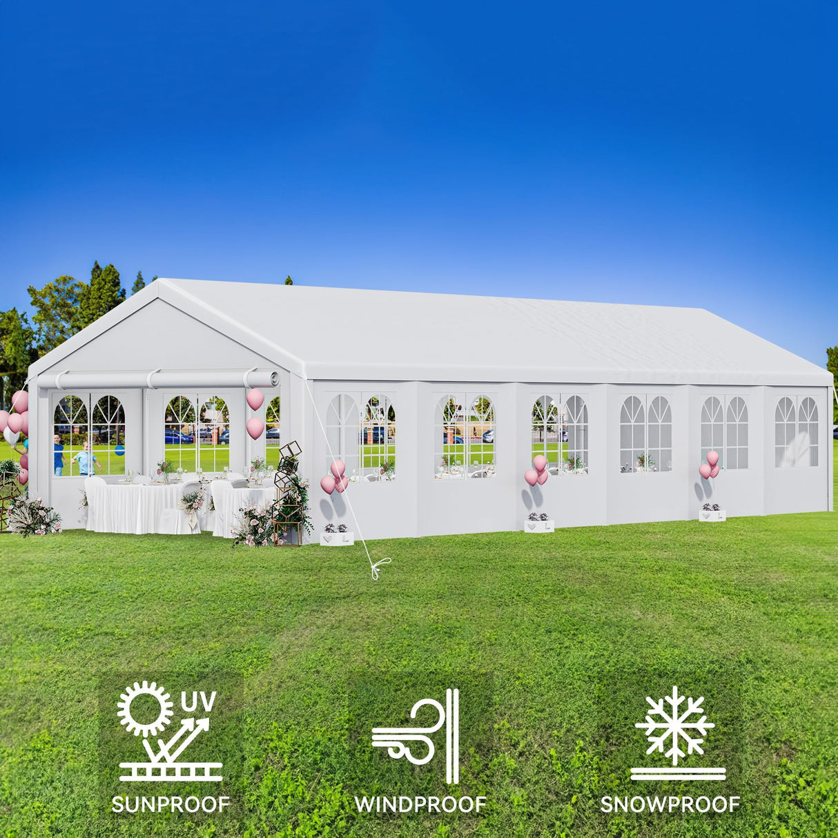 YITAHOME 20x40FT Party Tent Heavy Duty Wedding Tent Event Shelters Outdoor Canopy Upgraded Galvanized Steel Carport with Removable Sidewall Windows for Commercial and Parties (White) YITAHOME