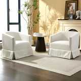 Arvasslia Swivel Barrel Chair,Mid Century Modern Swivel Accent Chair for Living Room, Round Armchair Corner Chair for Bedroom, White Arvasslia