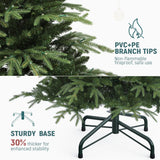 YITAHOME 7.5FT Prelit Slim Fraser Grande Christmas Tree with Remote Control, Artificial Hinged Drooping Pencil Prelit Holiday Christmas Tree w/ 2199 Mixed PE & PVC Tips, 400 Lights & 11 Light Modes YITAHOME