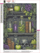 MXJSUA Halloween Magic Potions DIY Diamond Painting Kits for Adults, Diamond Gem Art Painting for Beginners, Skull Diamond Picture with Full Round Drill Dots Craft Set Gift, 12x16 Inch MXJSUA