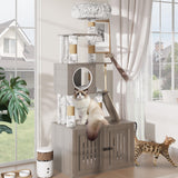 66.9-Inch Cat Tree with Litter Box Enclosure, Cat Tower with Multiple Platforms, Cats Houses for Indoor Cats Include Scratching Posts, Perch, Caves Amenitlif