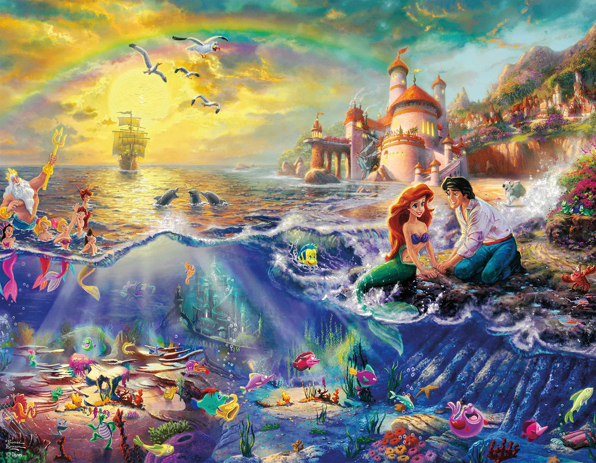 Ceaco - 4 in 1 Multipack - Thomas Kinkade - Disney Dreams Collection - Donald & Daisy Duck, 101 Dalmatians, Mickey, Minnie, & Pluto, & The Little Mermaid - (4) 500 Piece Jigsaw Puzzles Ceaco