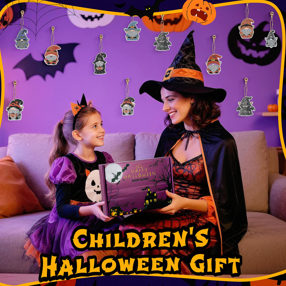 Halloween Diamond Painting Advent Calendar 2025, Unique Gnomes Advent Calendar 24 Days, DIY Crafts Diamond Art Calendar, Keychains, Trick or Treat, Surprise Halloween Gifts for Girls, Kids, Women, Adult (Purple Box) compareye