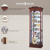 Howard Miller Hastings Curio Cabinet II, Portable Storage Cabinet Adjustable Glass Shelves with Lockable Side Opening Door, Wood Finish Perfect for Collectibles, Living Room & Office & Home Decor Howard Miller