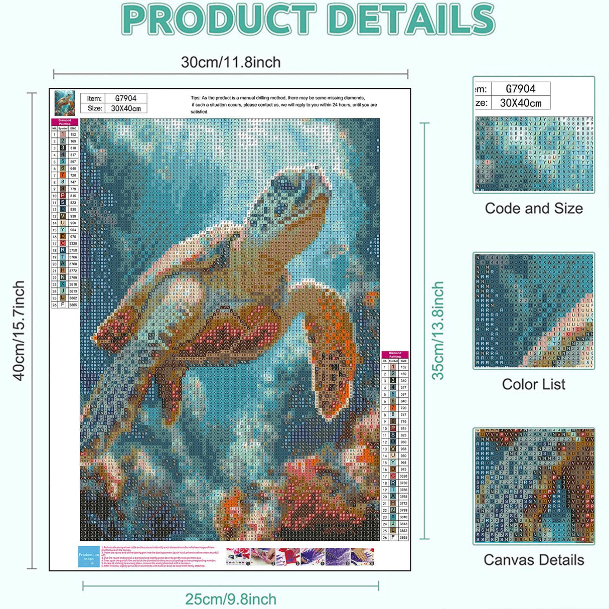 Sea Turtle Diamond Painting Kits for Adults - Diamond Art for Adult Turtle, Gem Painting Crafts Kits Gift, DIY 5D Gem Art Perfect for Home Wall Decor Gifts (16x12 inch) xackcme