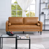 Naomi Home Marisa Genuine Leather Couch - Revel in Exquisite Leather Couch Opulence - Unparalleled Luxury Mid-Century Leather Couch – The Embodiment of Cozy Lounging and Contemporary Design, Tan Naomi Home