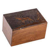 INTAJ Handmade Wooden Cremation Urn for Human Ashes - Deer Engraved Wooden Burial Urns Hand-Crafted - Funeral Cremation Urn for Ashes (Rosewood, XL INTAJ