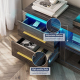 BELLEZE 66" TV Stand for TVs Up to 75", Entertainment Center with Music Sync LED Lights, Media Console Table Storage Cabinet with Open Shelves & Drawers for Living room, Bedroom - Hawthorn (Brown) BELLEZE