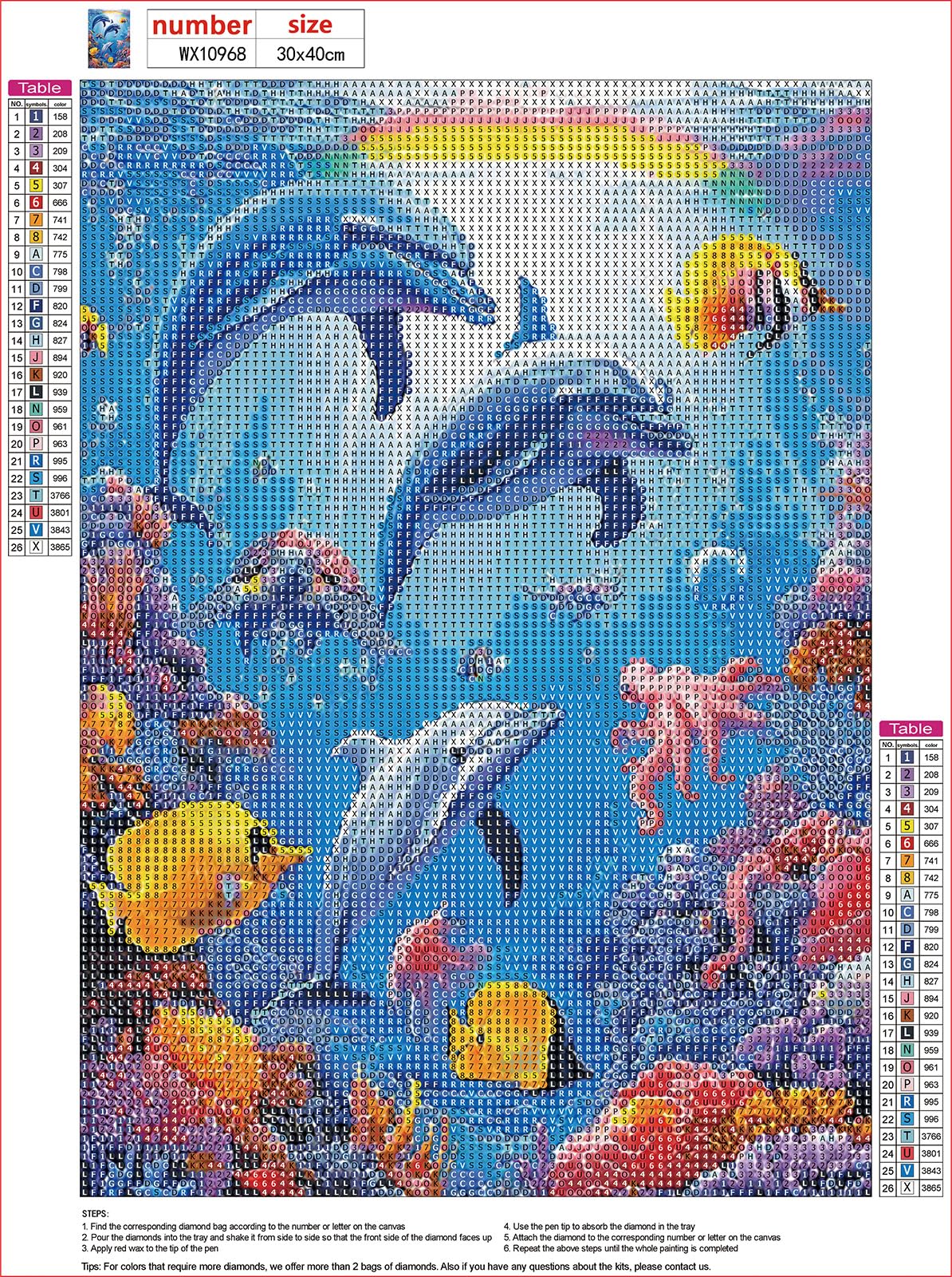 MXJSUA Dolphins DIY Diamond Painting by Number Kits for Adults, Sea World 5D Round Drill Diamond Gem Art Painting Picture Arts Kits Craft for Home Wall Decor 12x16 Inch MXJSUA